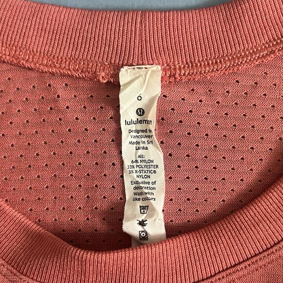 Lululemon Breeze By Rustic Coral Mesh Graphic Short Sleeve Top - Picture 6 of 6